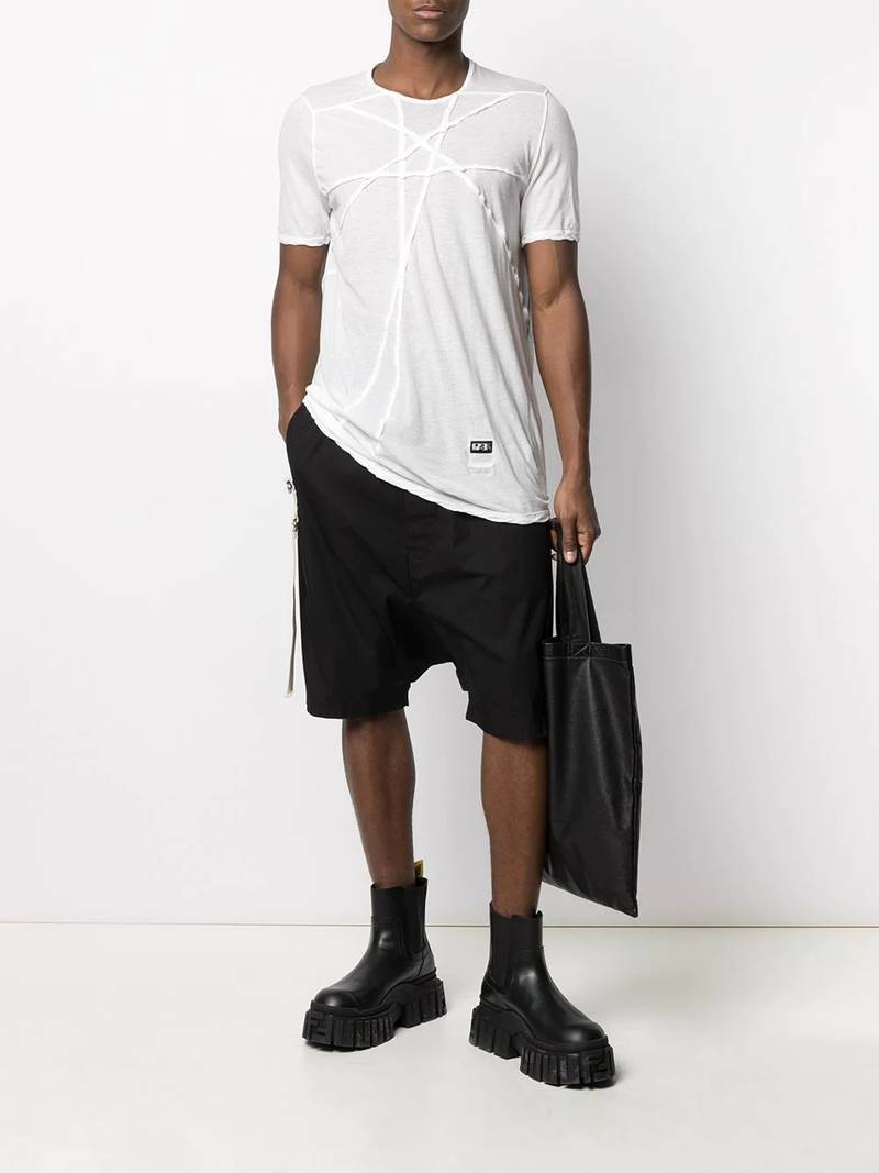 Rick Owens DRKSHDW logo print stitch detail lightweight T-shirt outlook