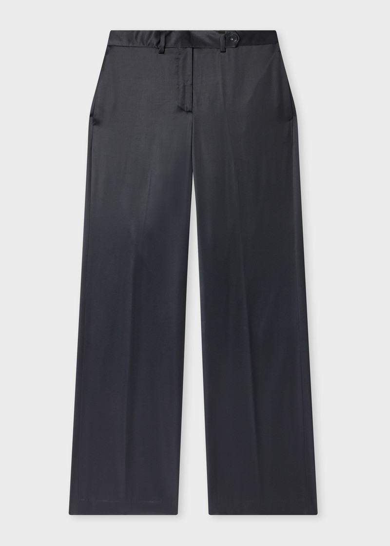 Women's Navy Satin Bootcut Trousers 1