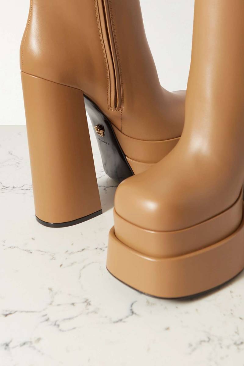 Leather platform ankle boots 4