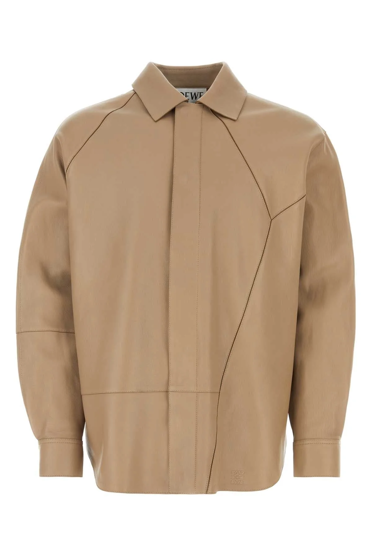 Loewe Men Dove Grey Leather Shirt - 1