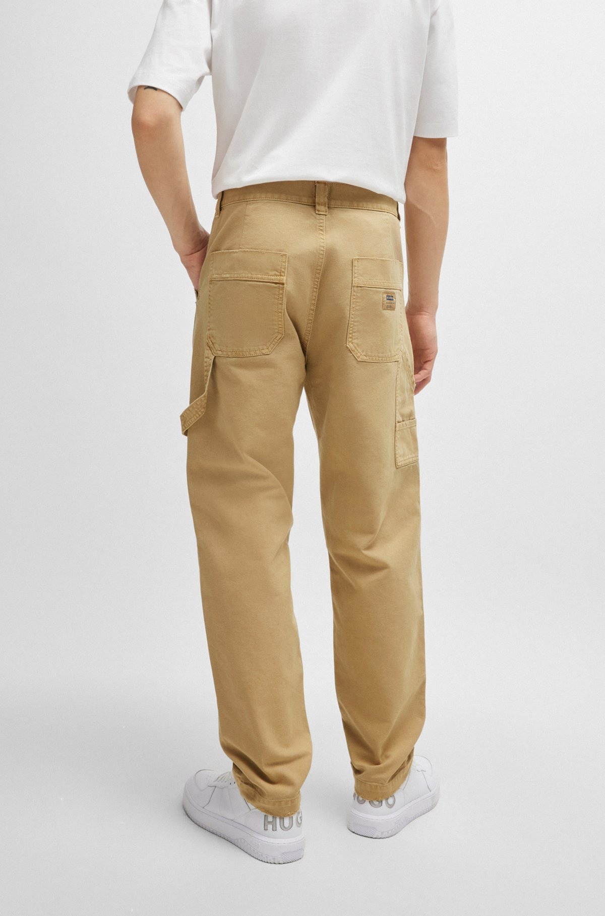COTTON-CANVAS TROUSERS WITH DISTRESSED DETAILS - 4