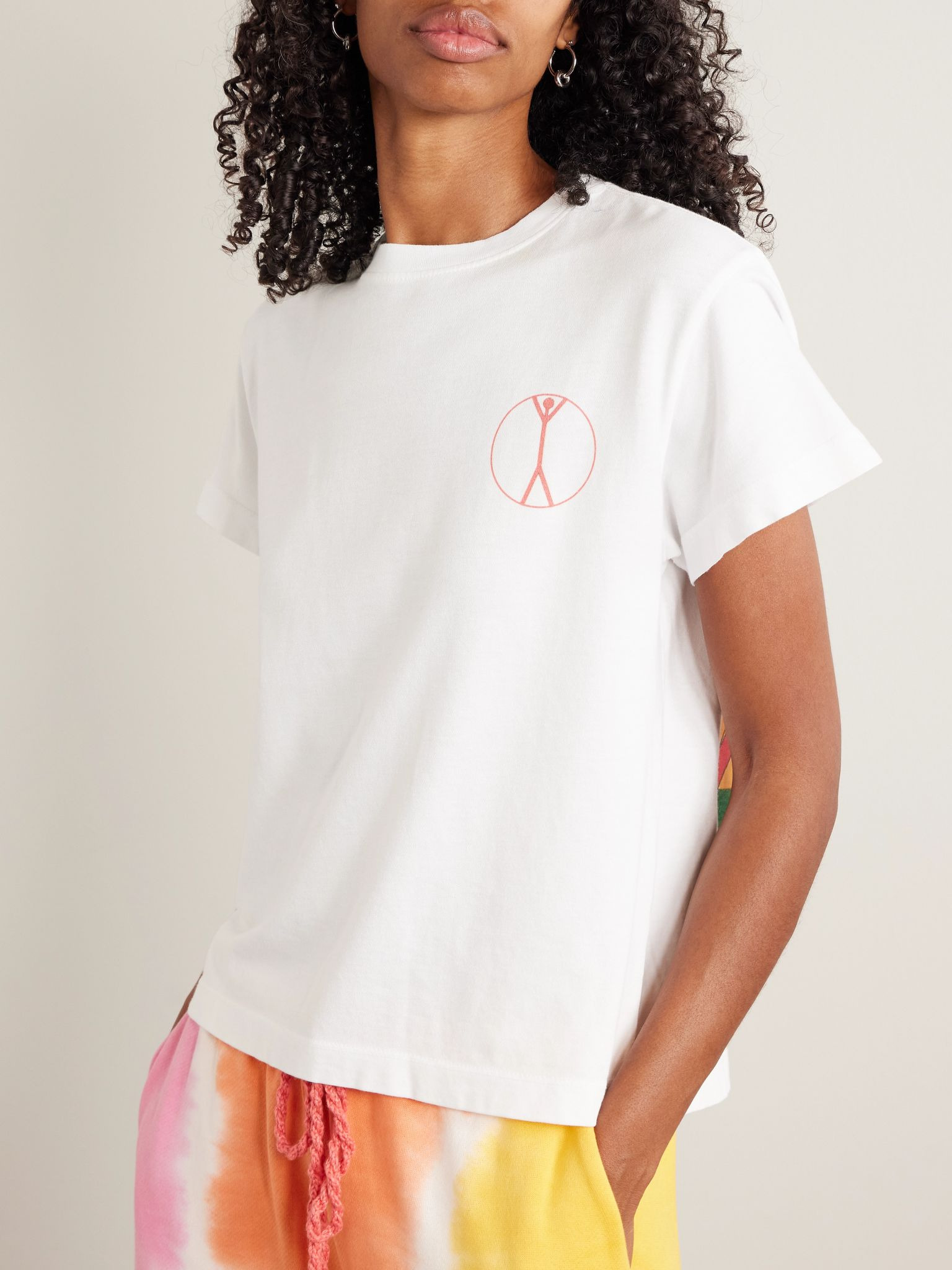 Printed cotton and cashmere-blend jersey T-shirt White - 3