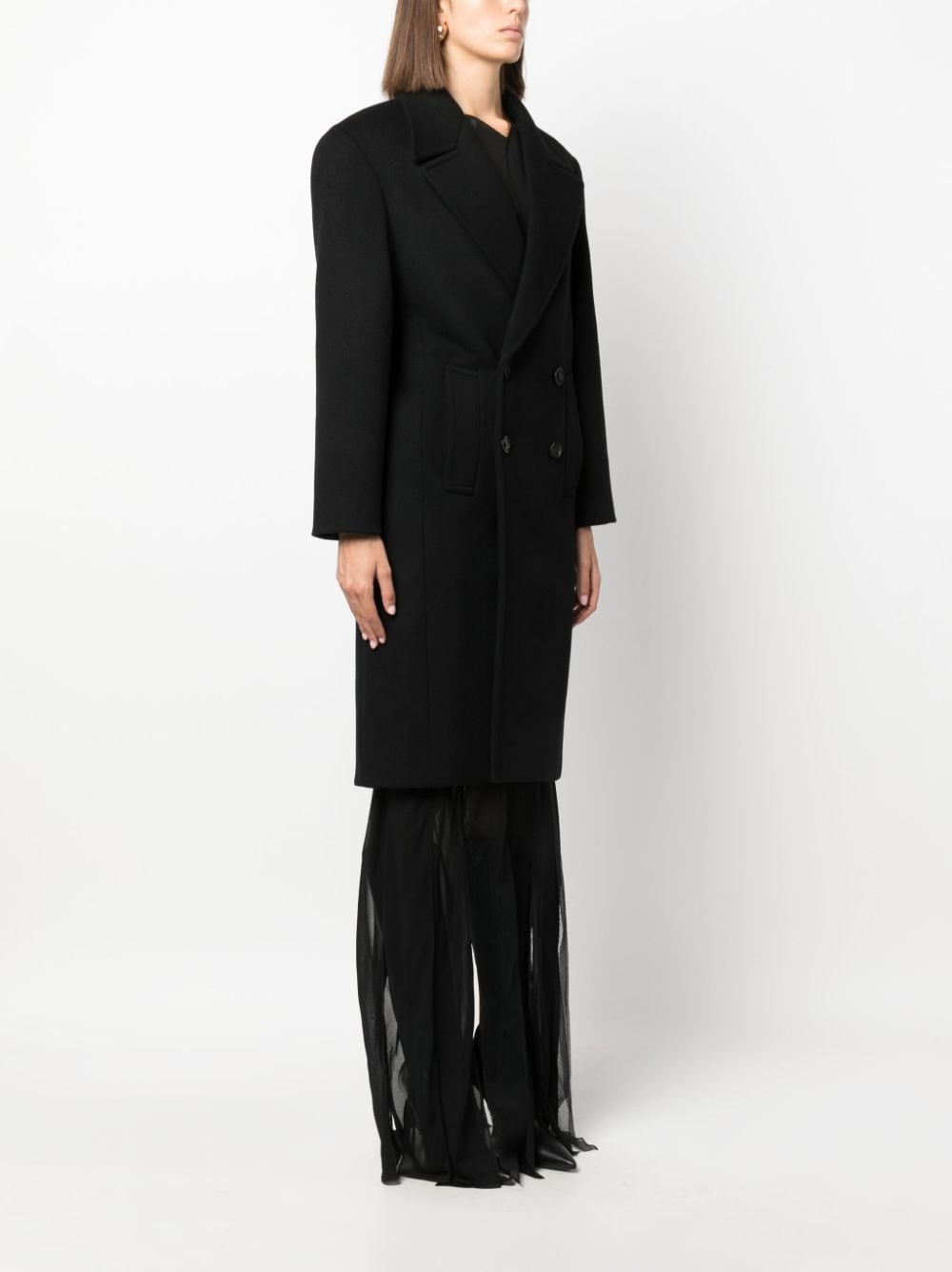 shoulder-pad double-breasted coat - 3
