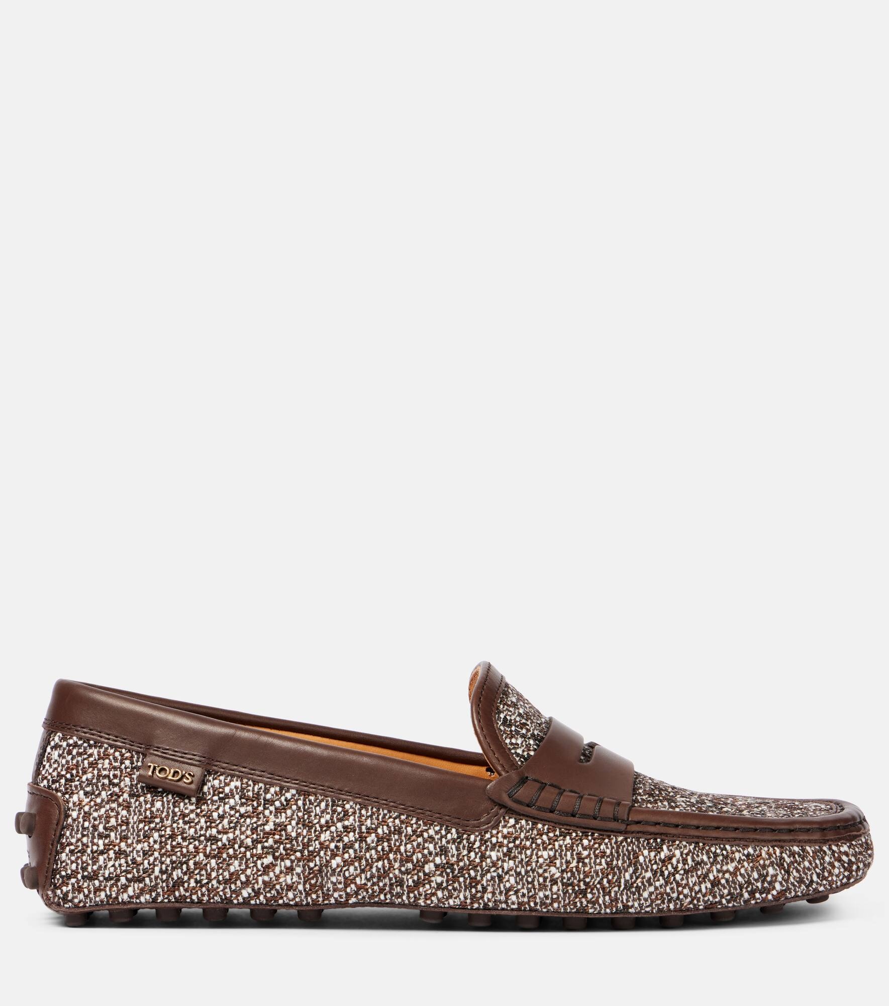 Gommino leather-trimmed tweed driving shoes - 4