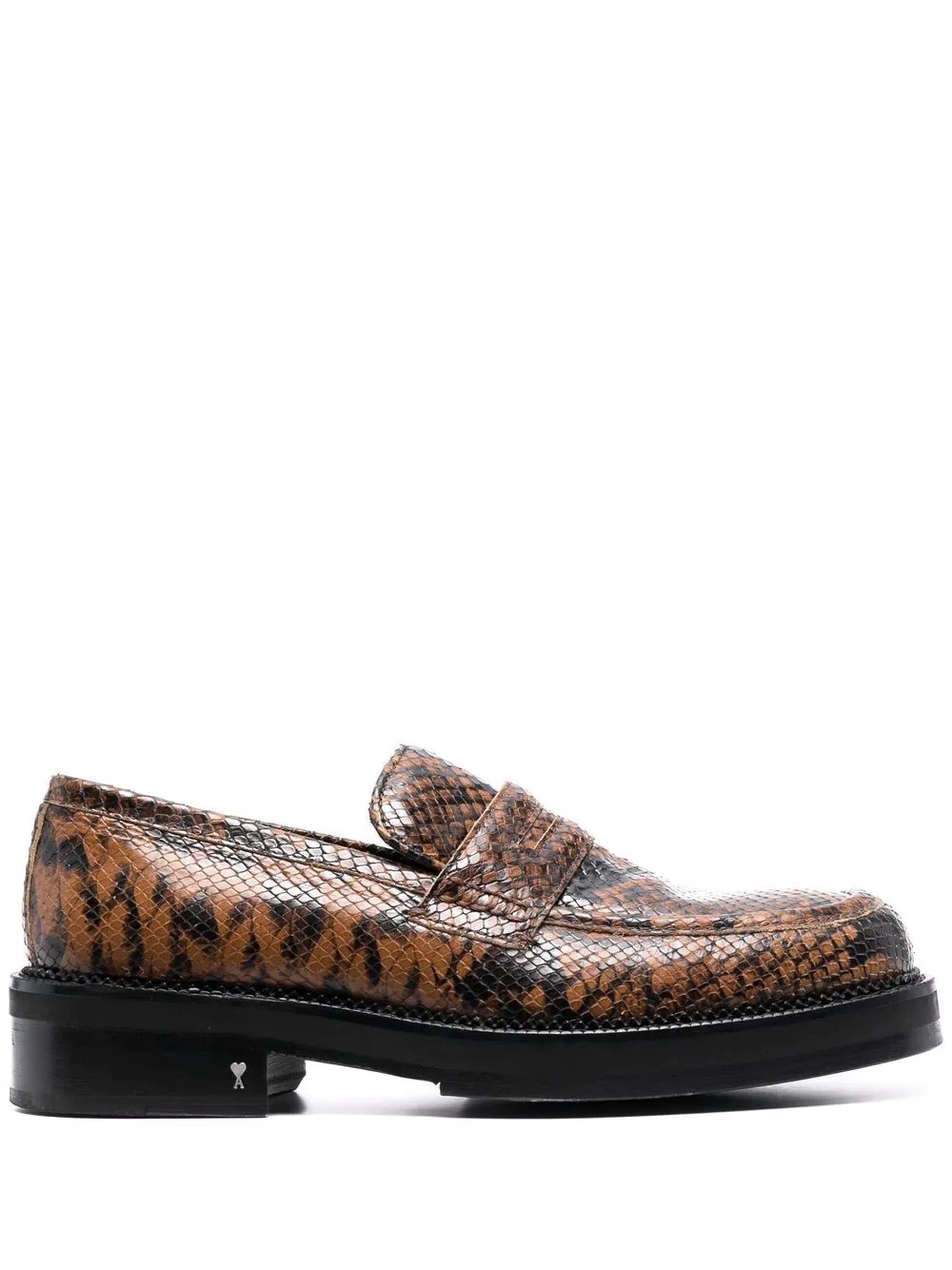 snakeskin-effect leather loafers - 1