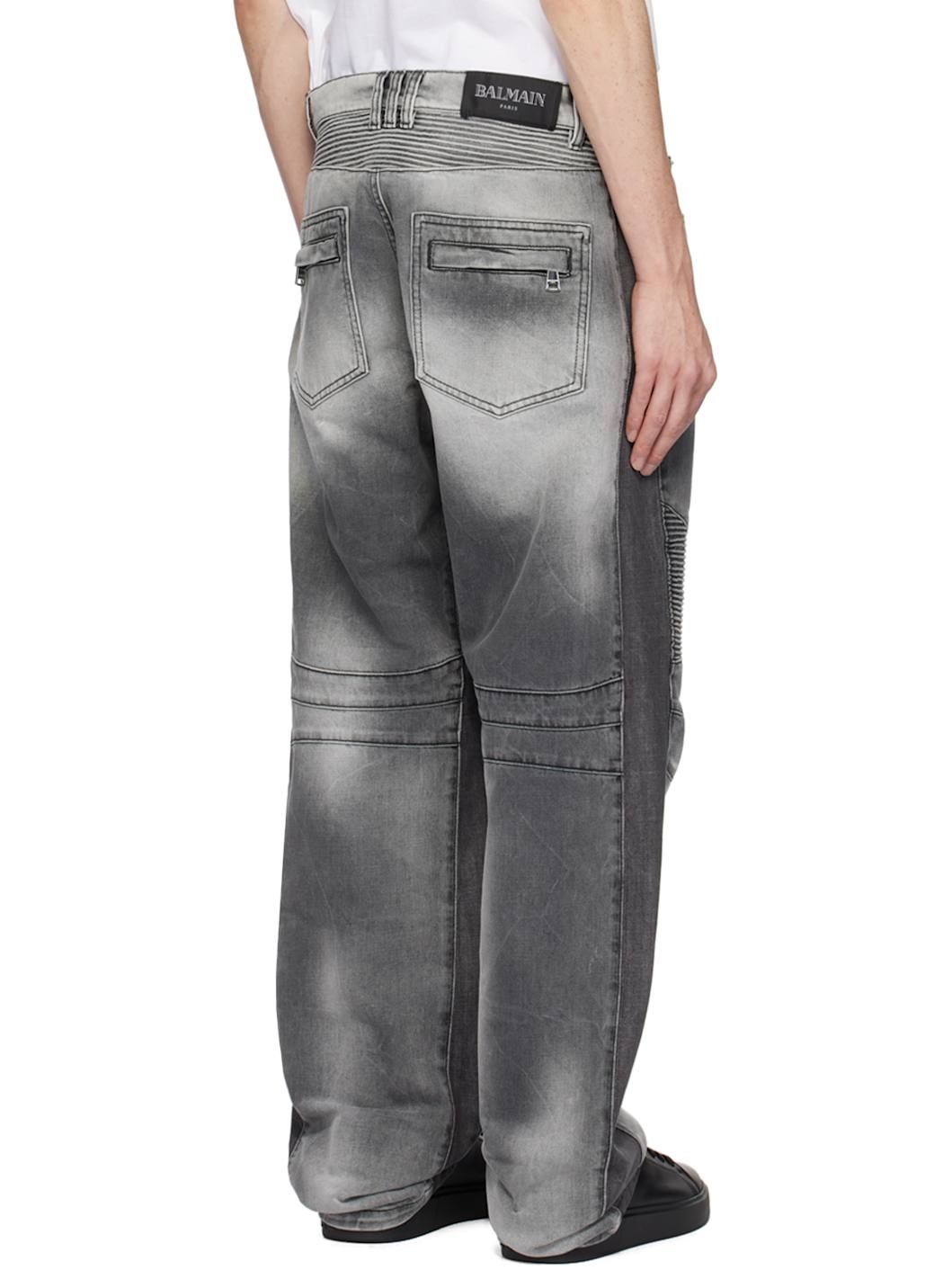 Gray Loose-Fit Biker Jeans - 3