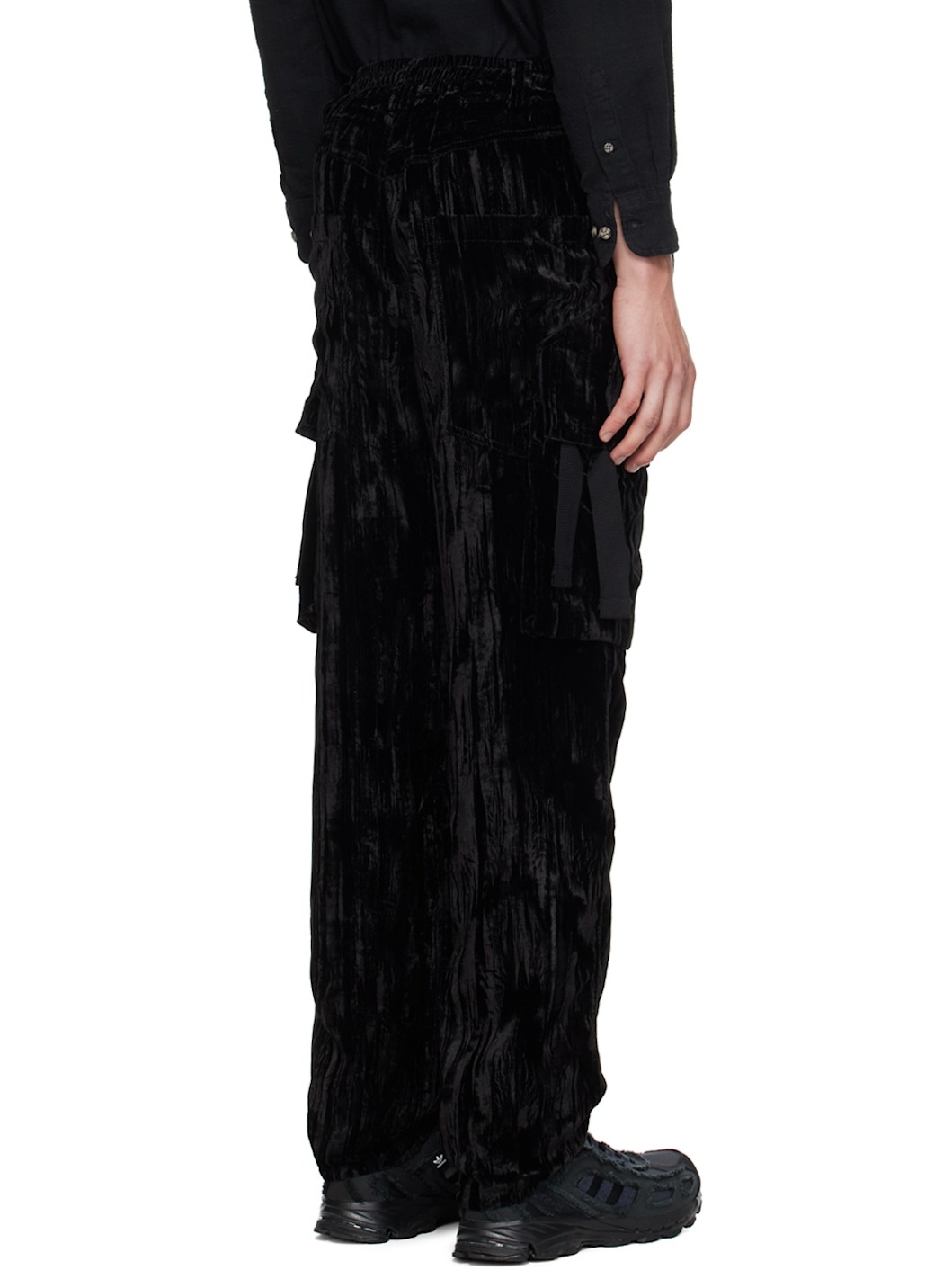 Black Lined Cargo Pants - 3
