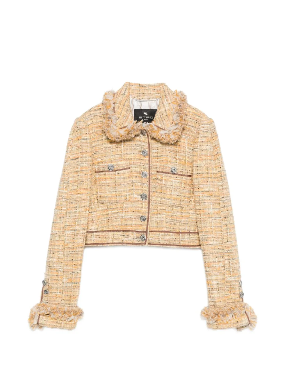fringe-trim tweed jacket - 1