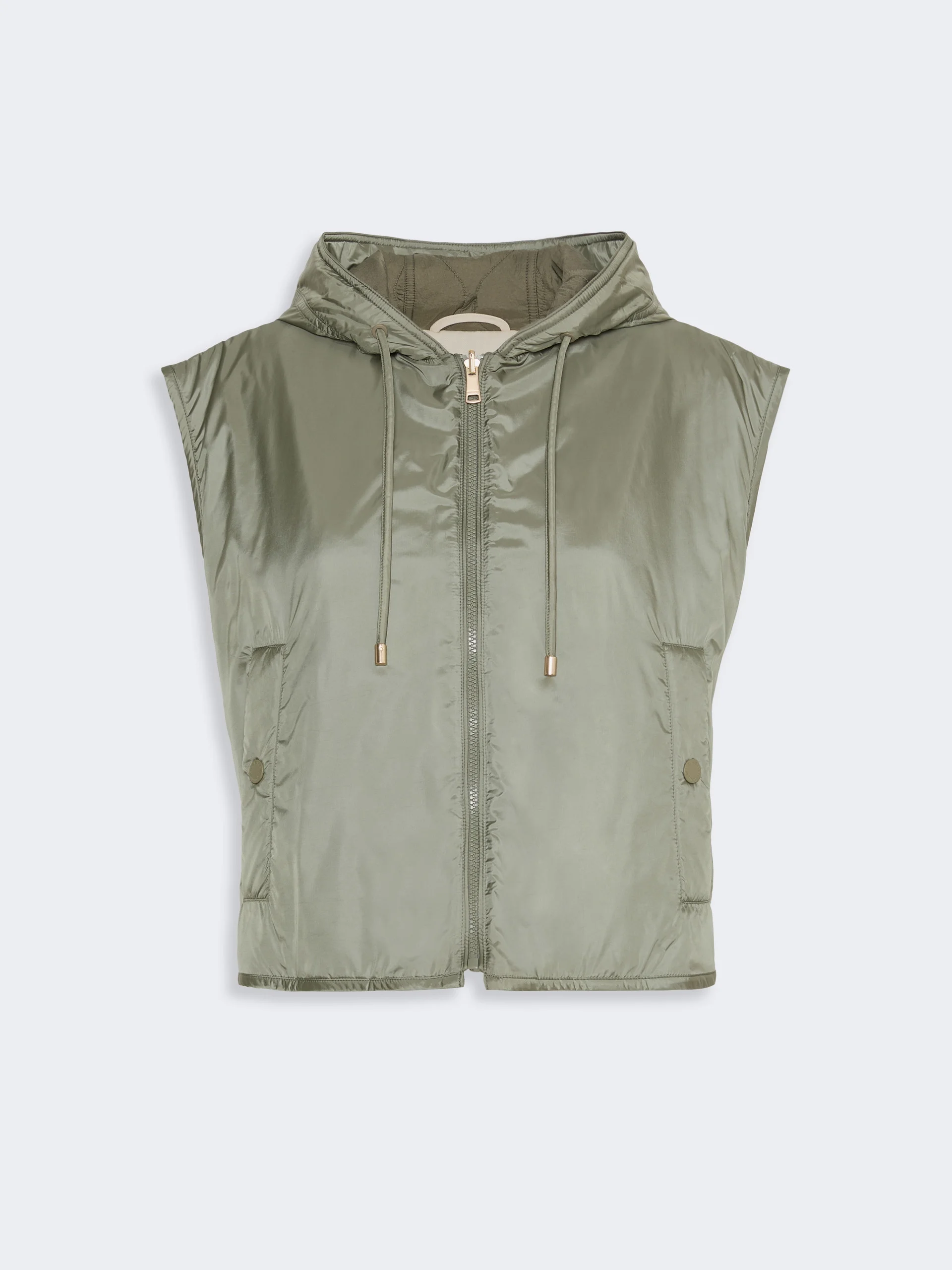 ACCENNI Reversible water-repellent canvas padded gilet - KAKI - 1