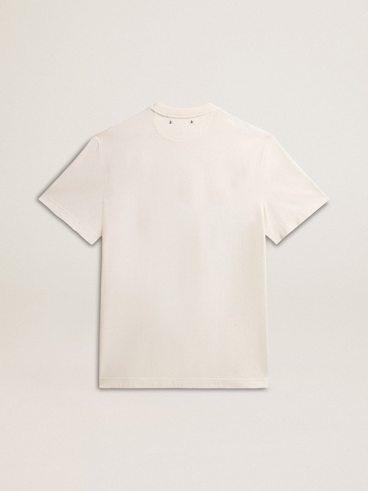 Men's cotton T-shirt in aged white with print on the heart - 6
