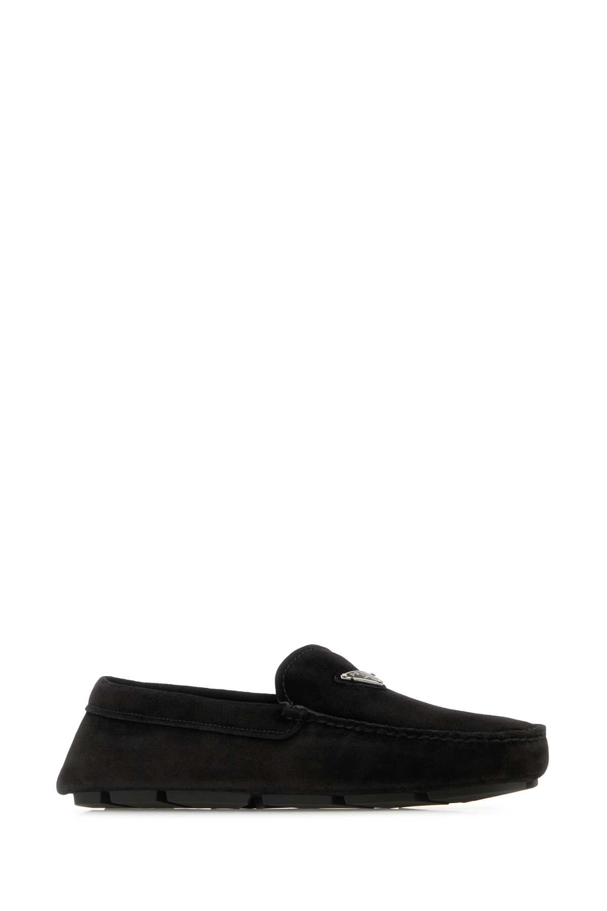 Prada Men Black Suede Loafers - 2