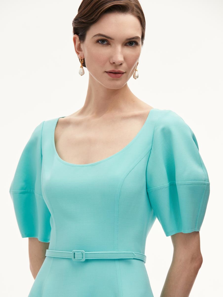 PUFF SLEEVE WOOL DRESS - 4