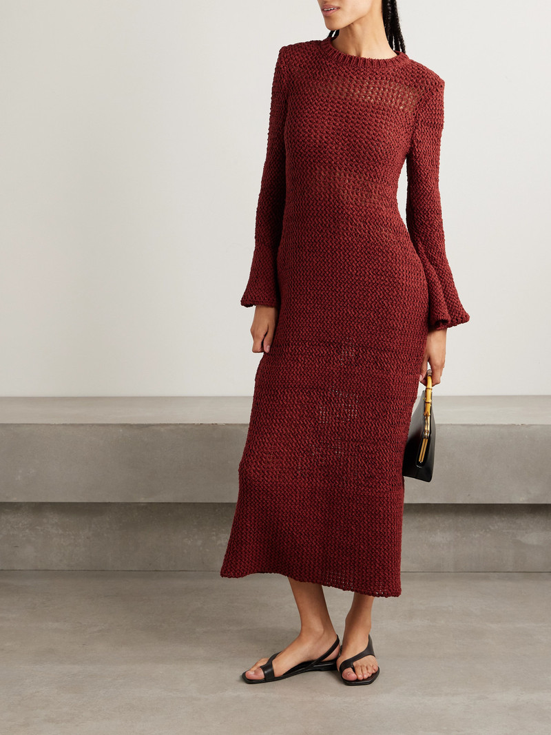 LIBEROWE Open-knit Organic Cotton-blend Midi Dress outlook