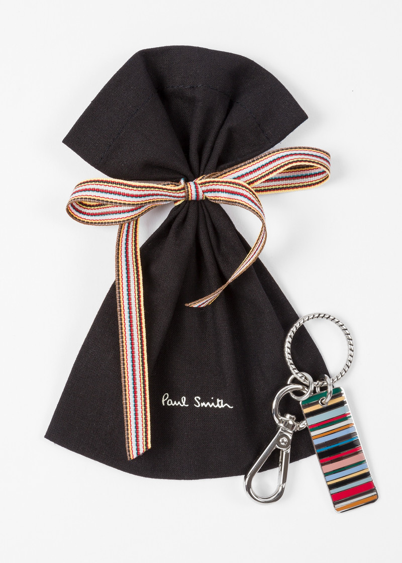 'Signature Stripe' Tag Metal Keyring 3