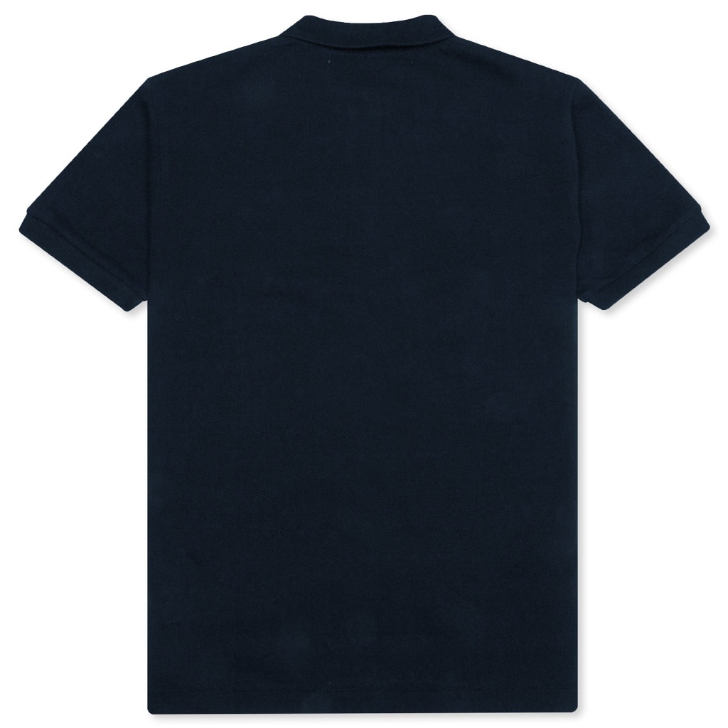 COMME DES GARCONS PLAY WOMEN'S RED EMBLEM POLO TEE - NAVY - 2