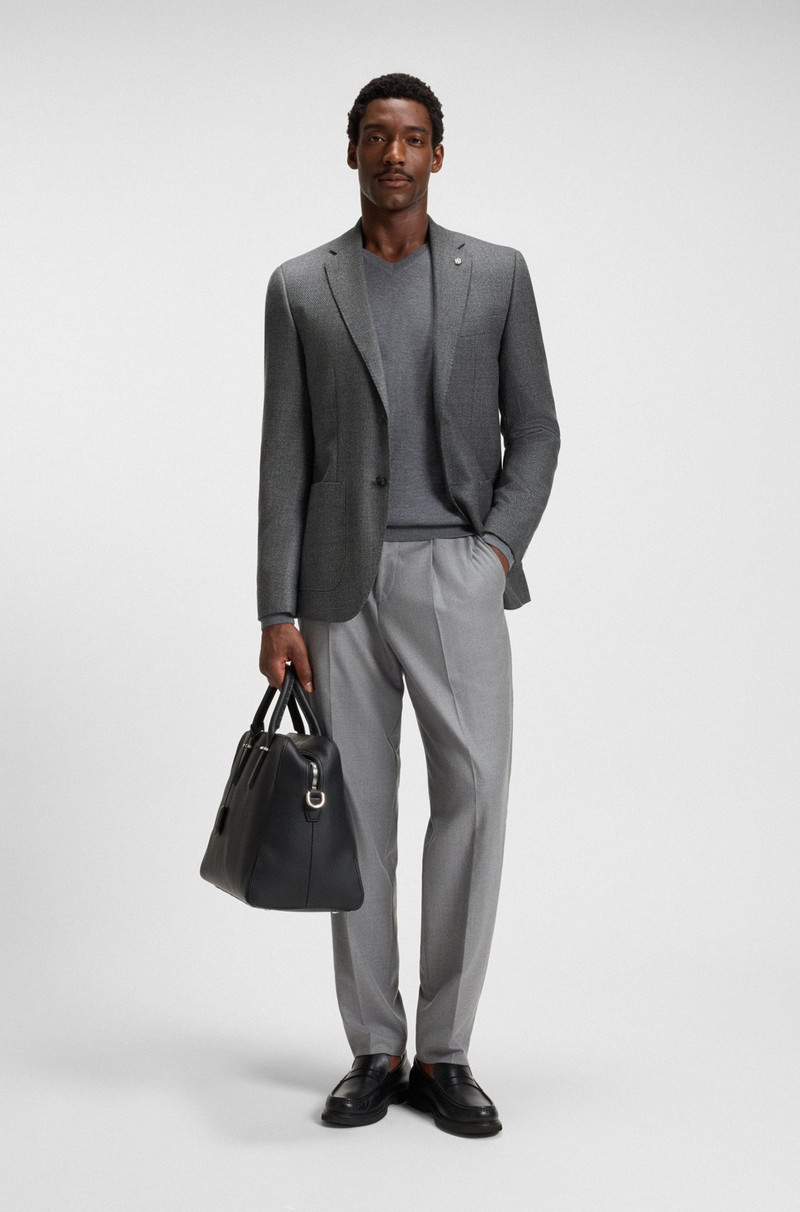 BOSS REGULAR-FIT SUIT IN PATTERNED VIRGIN WOOL outlook