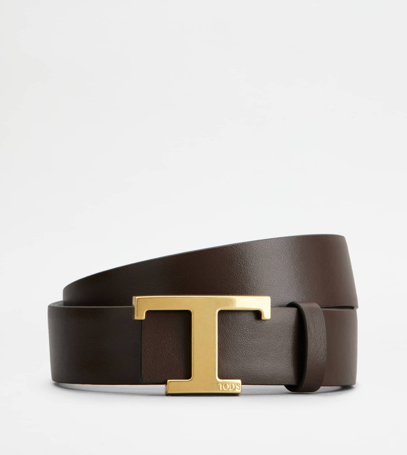 Tod's T TIMELESS REVERSIBLE BELT IN LEATHER - GREY, BROWN outlook