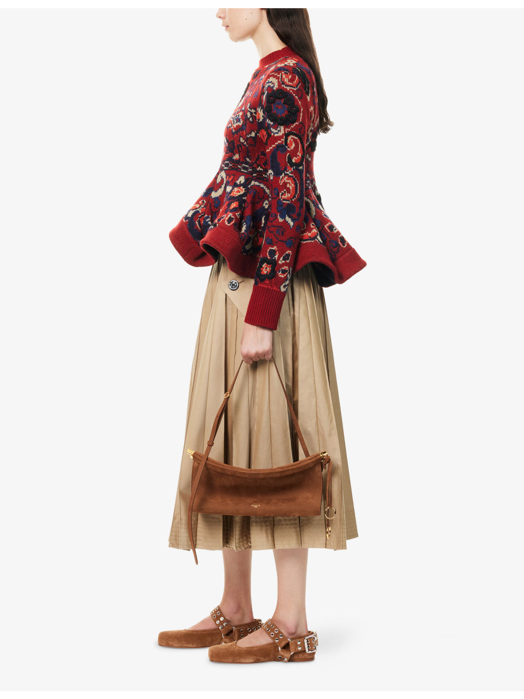 Floral Wavy-Hem Wool Jumper - 2