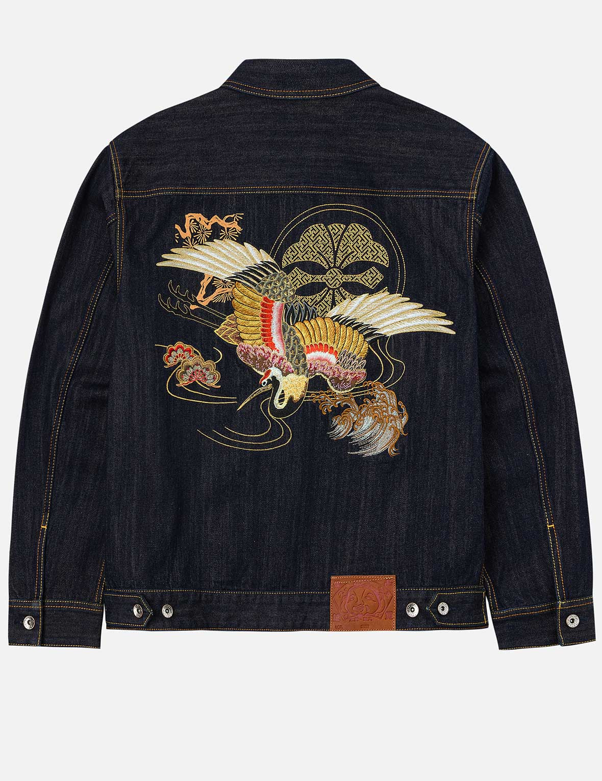 Grateful Crane Embroidery Relax Fit Denim Jacket - 3