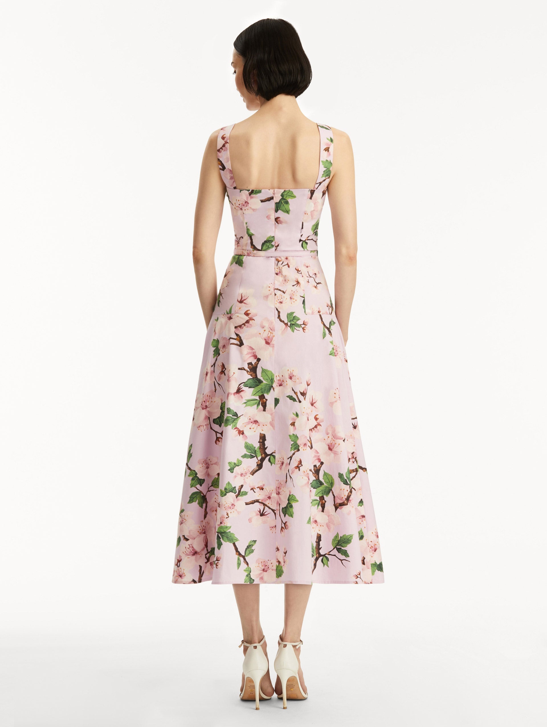 送料関税込★Oscar de la Renta★花柄ブレンドポプリンミディ 送料関税込☆Oscar de la Renta☆花柄ブレンドポプリンミディ