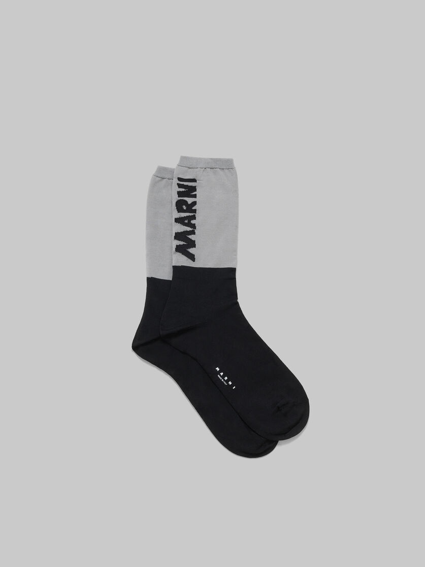 BLACK AND BEIGE SOCKS WITH MARNI LOGO - 1