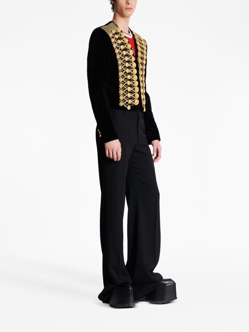 fully-embroidered velvet jacket - 3