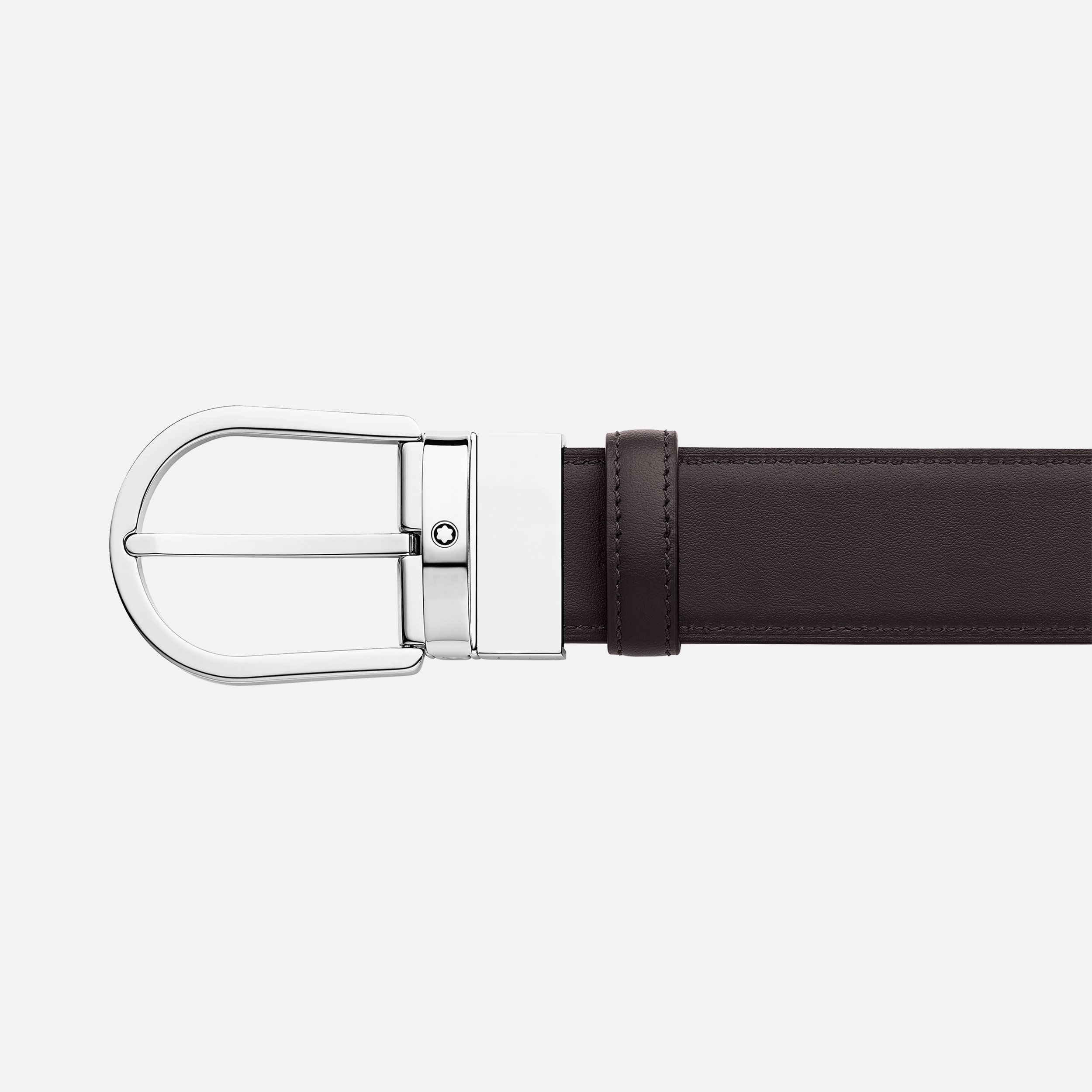 Horseshoe buckle black/tan 35 mm leather belt - 3