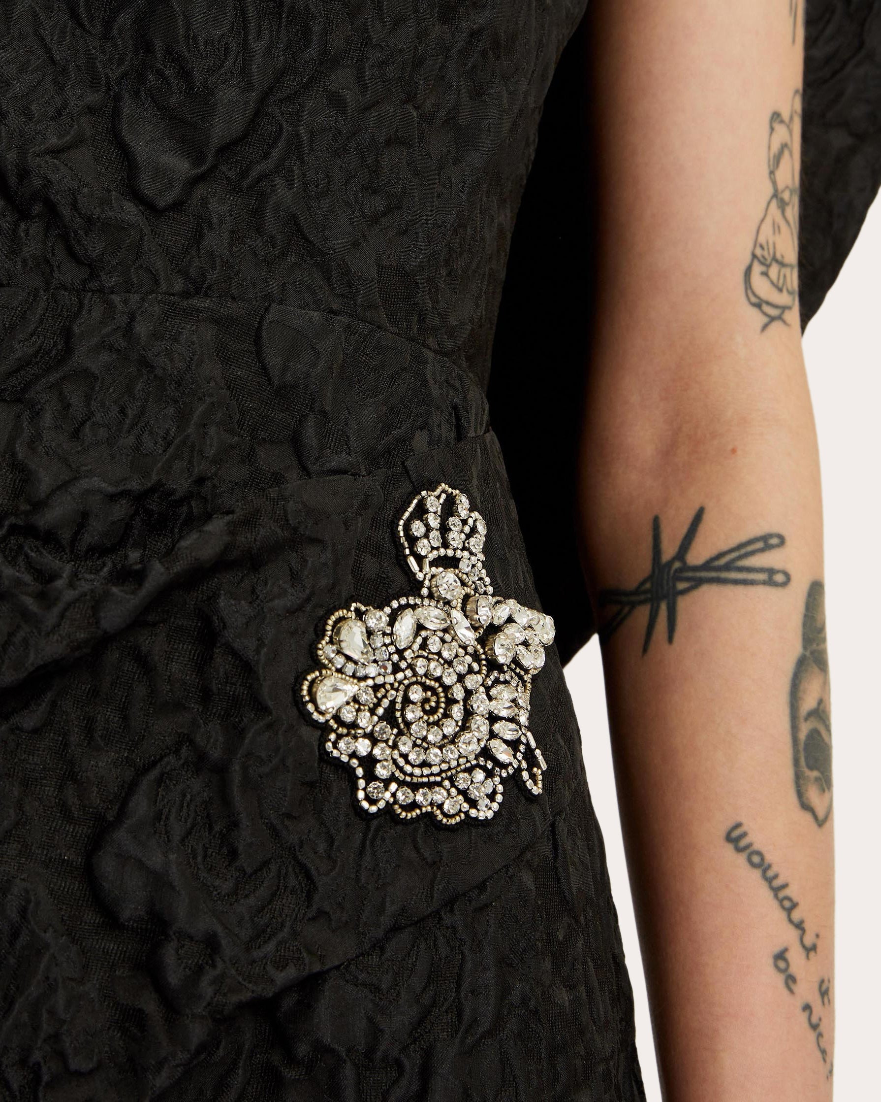 Crystal-Embellished Cloqué Jacquard Midi Dress - 6