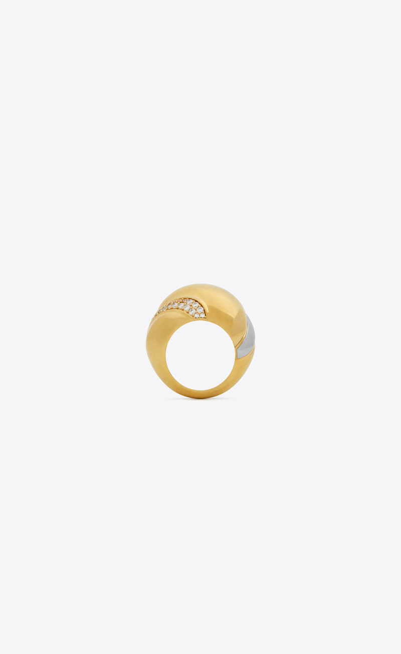 SAINT LAURENT crystal whirlwind ring in metal outlook