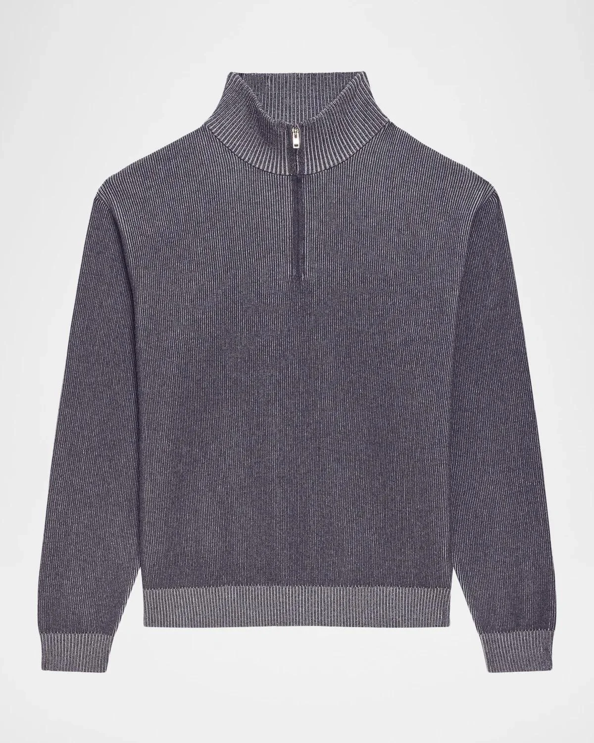 Rib-Knit Quarter-Zip Sweater - 1