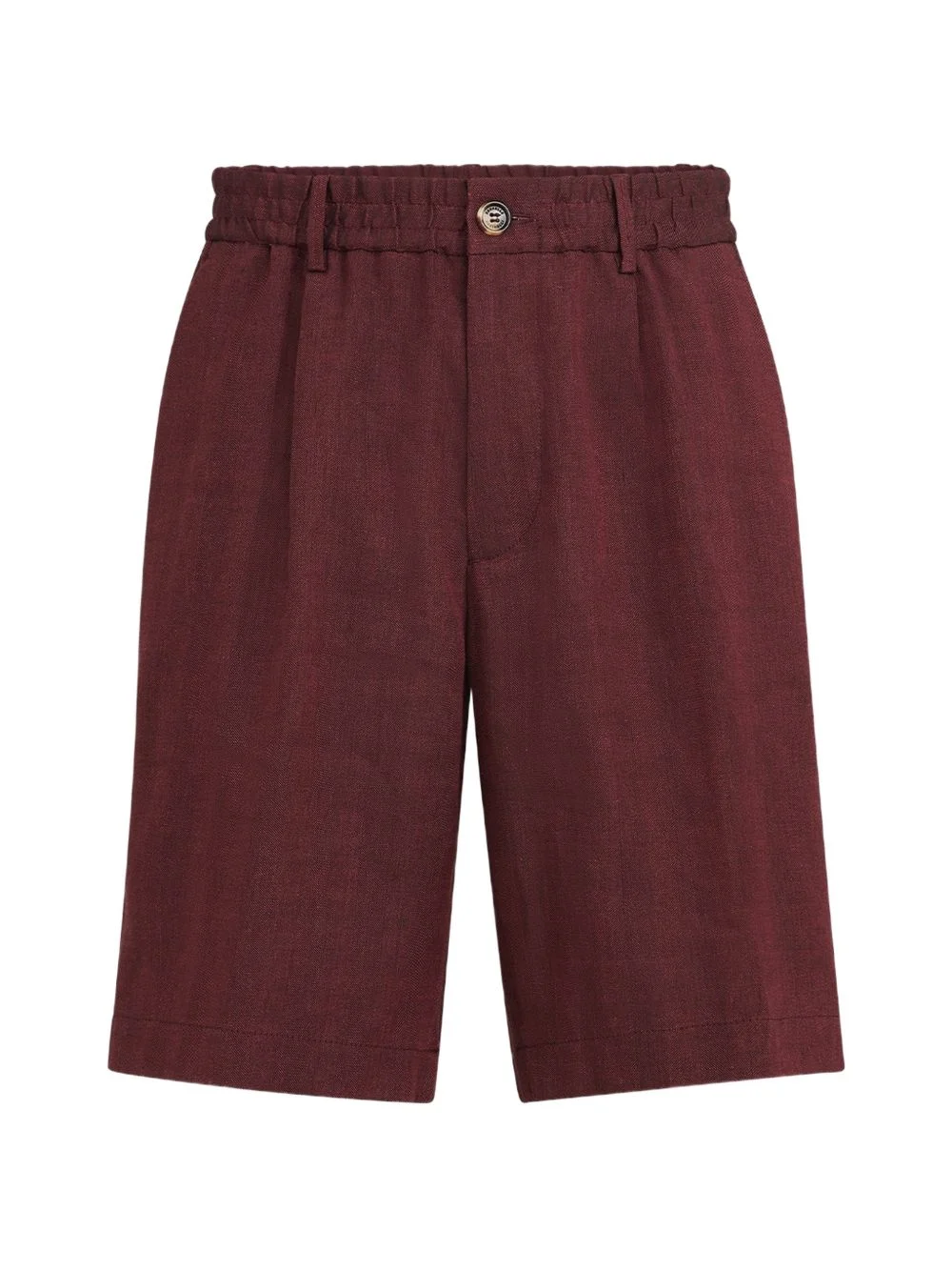 linen and virgin wool chevron Bermuda shorts - 1