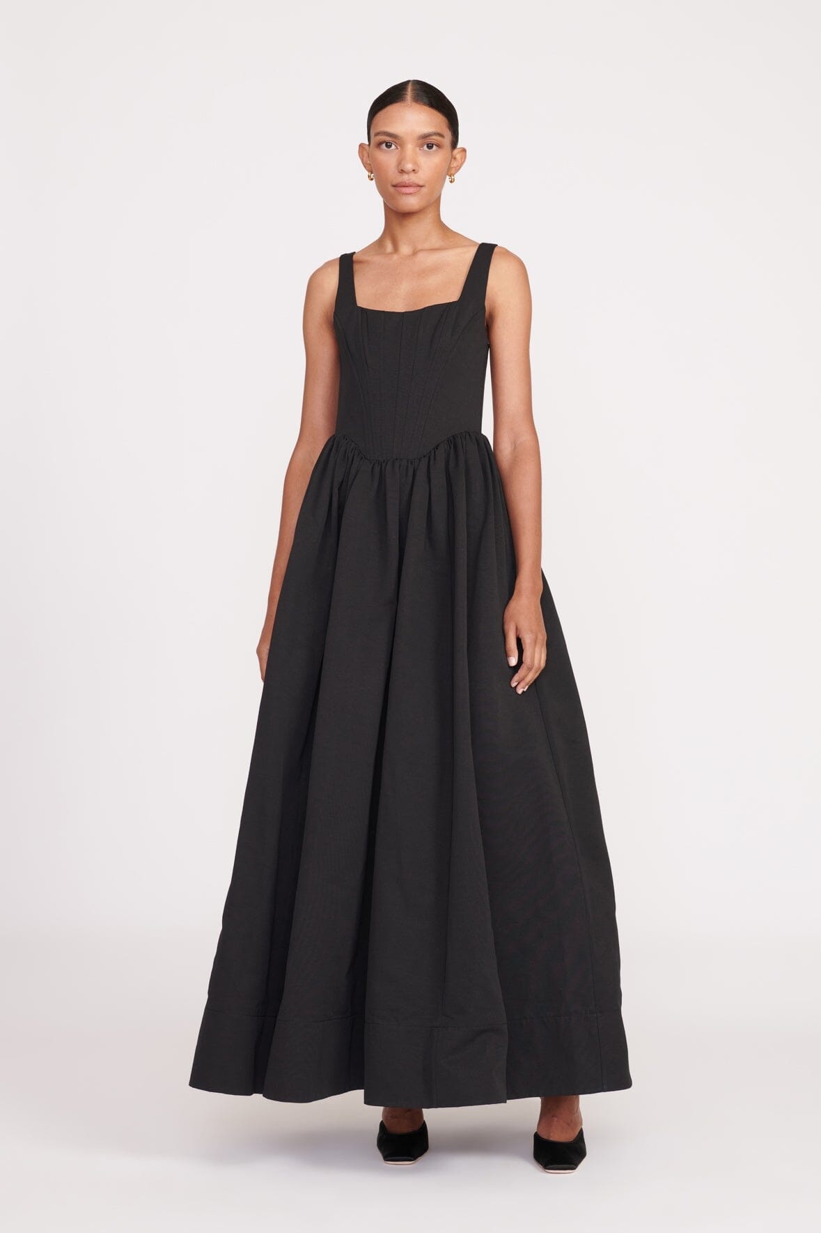 STAUD STAUD MAXI LANDSCAPE DRESS BLACK | REVERSIBLE