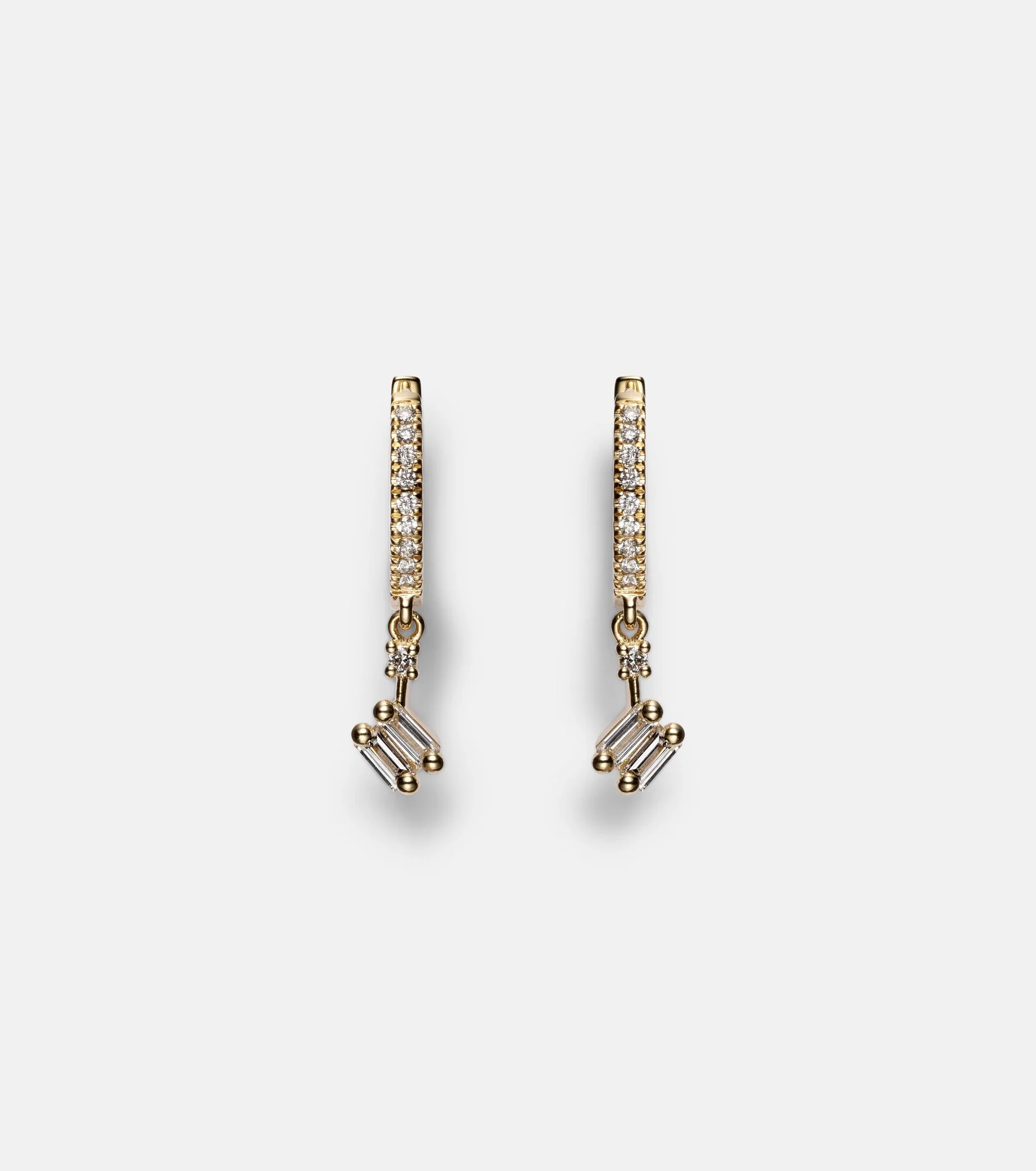 18kt gold drop earrings with diamonds - 1