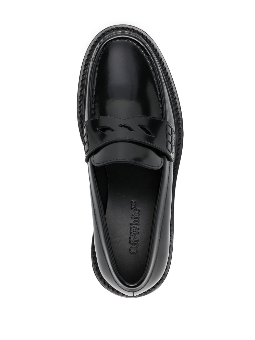 Diag-stripe leather loafers - 4