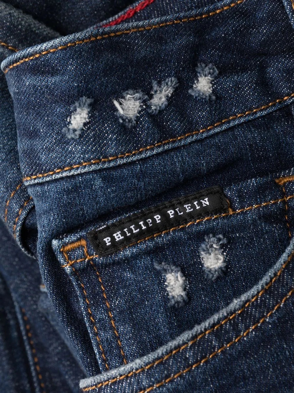 straight-cut distressed jeans - 7