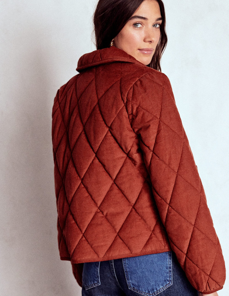 Fitzrovia Quilted Cord Jacket-Fire Brick Red 4