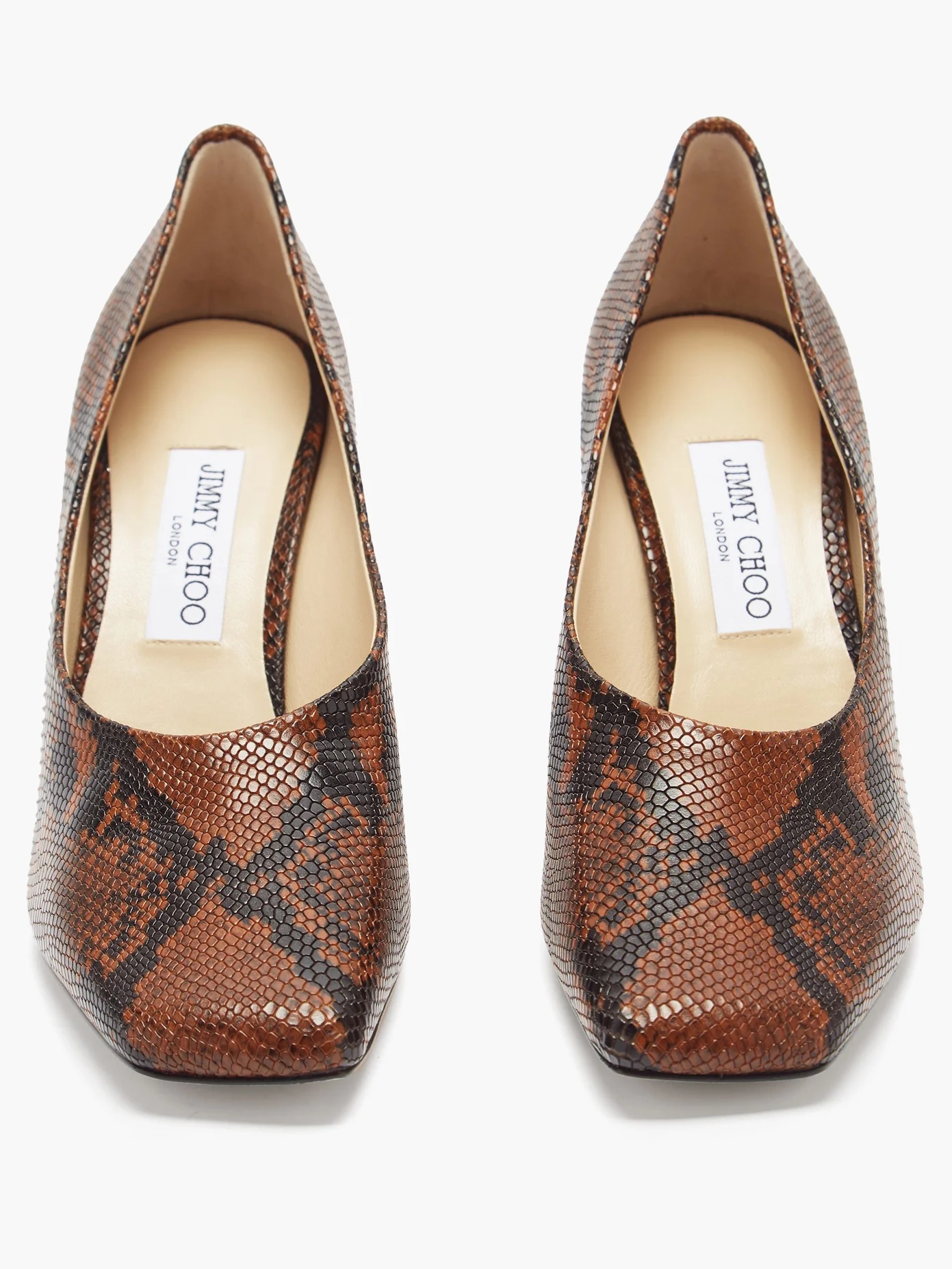 Marcela 85 square-toe python-effect leather pumps - 5