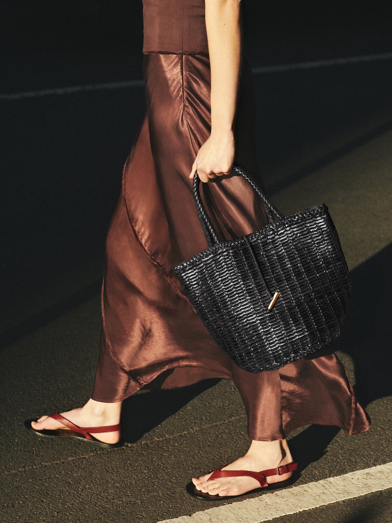 ROUND LEATHER BASKET BLACK - 2