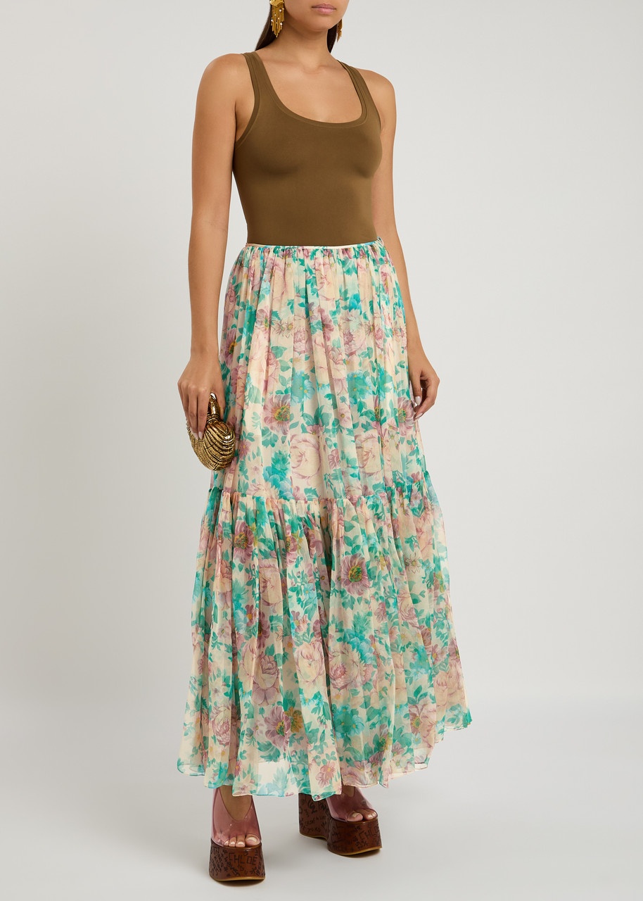 Chloe Floral Printed Silk-chiffon Maxi Skirt - 4
