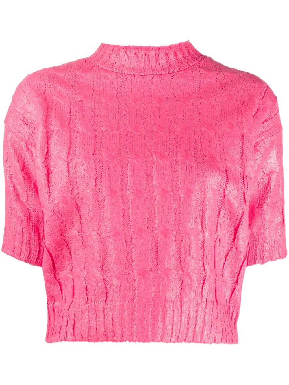 waxed-effect knitted top - 1