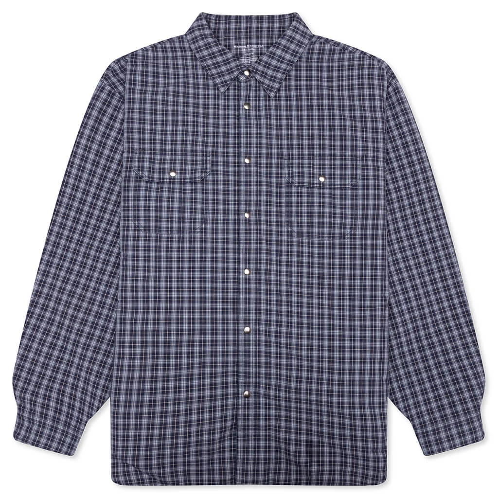 REVERSIBLE PADDED SHIRT - BLUE/GREY CHECK - 1