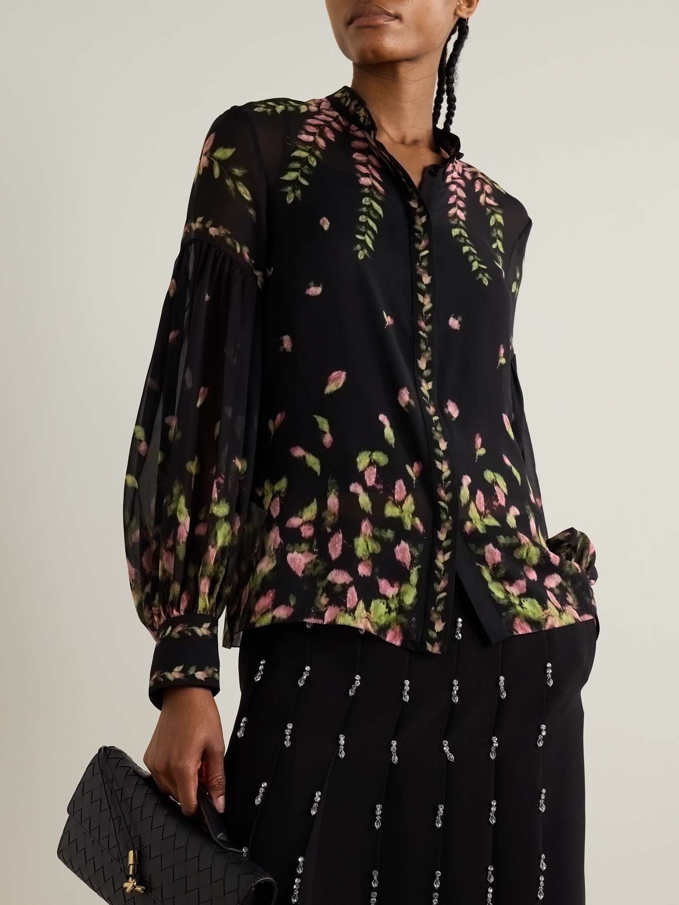 Floral-print silk-chiffon blouse - 3