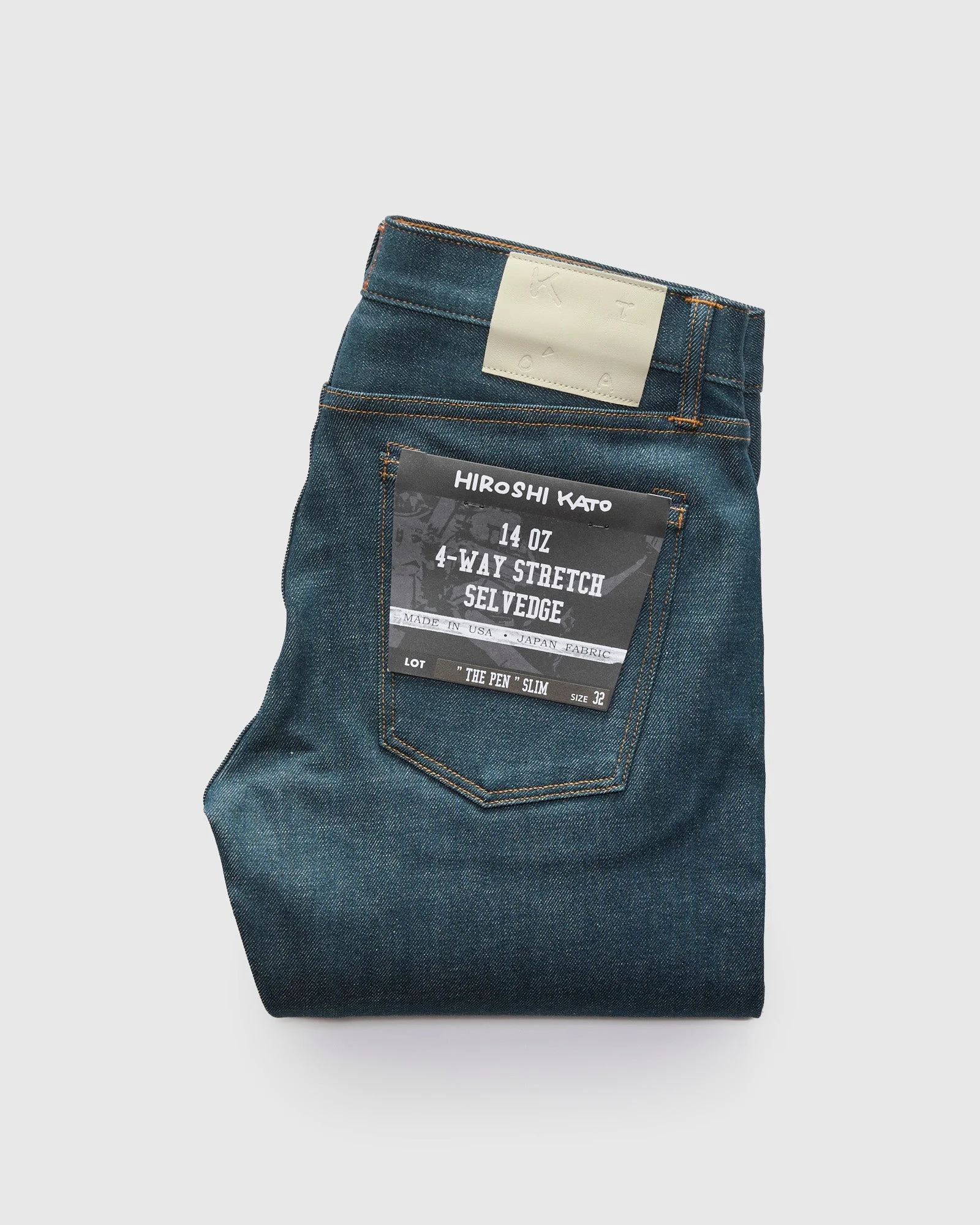 "70s Blue Raw" 14oz Indigo Stretch Selvedge Denim - Pen Slim - 1