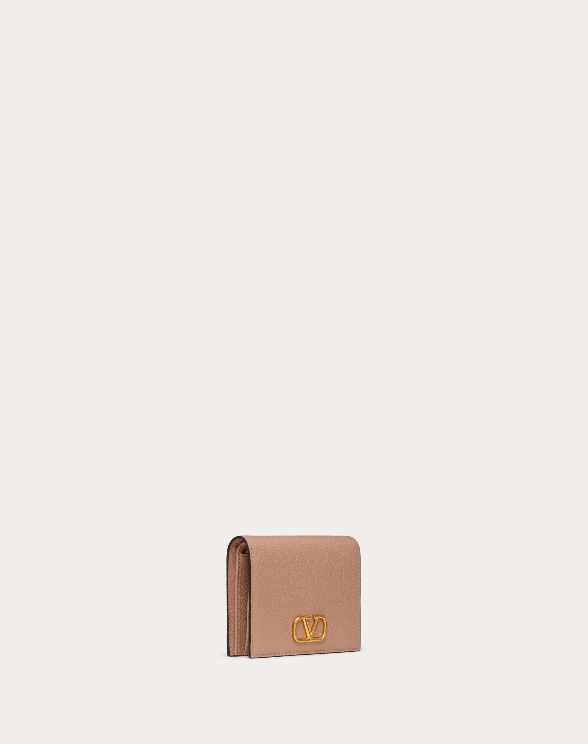 COMPACT VLOGO SIGNATURE GRAINY CALFSKIN WALLET - 4