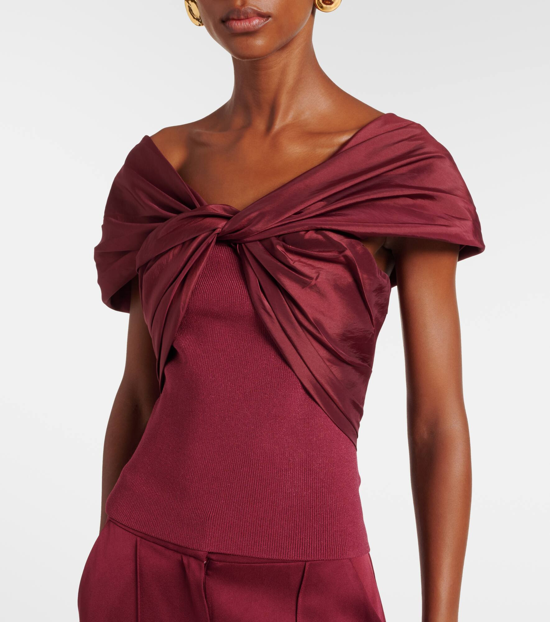 Celiana organza-trimmed knitted top - 6