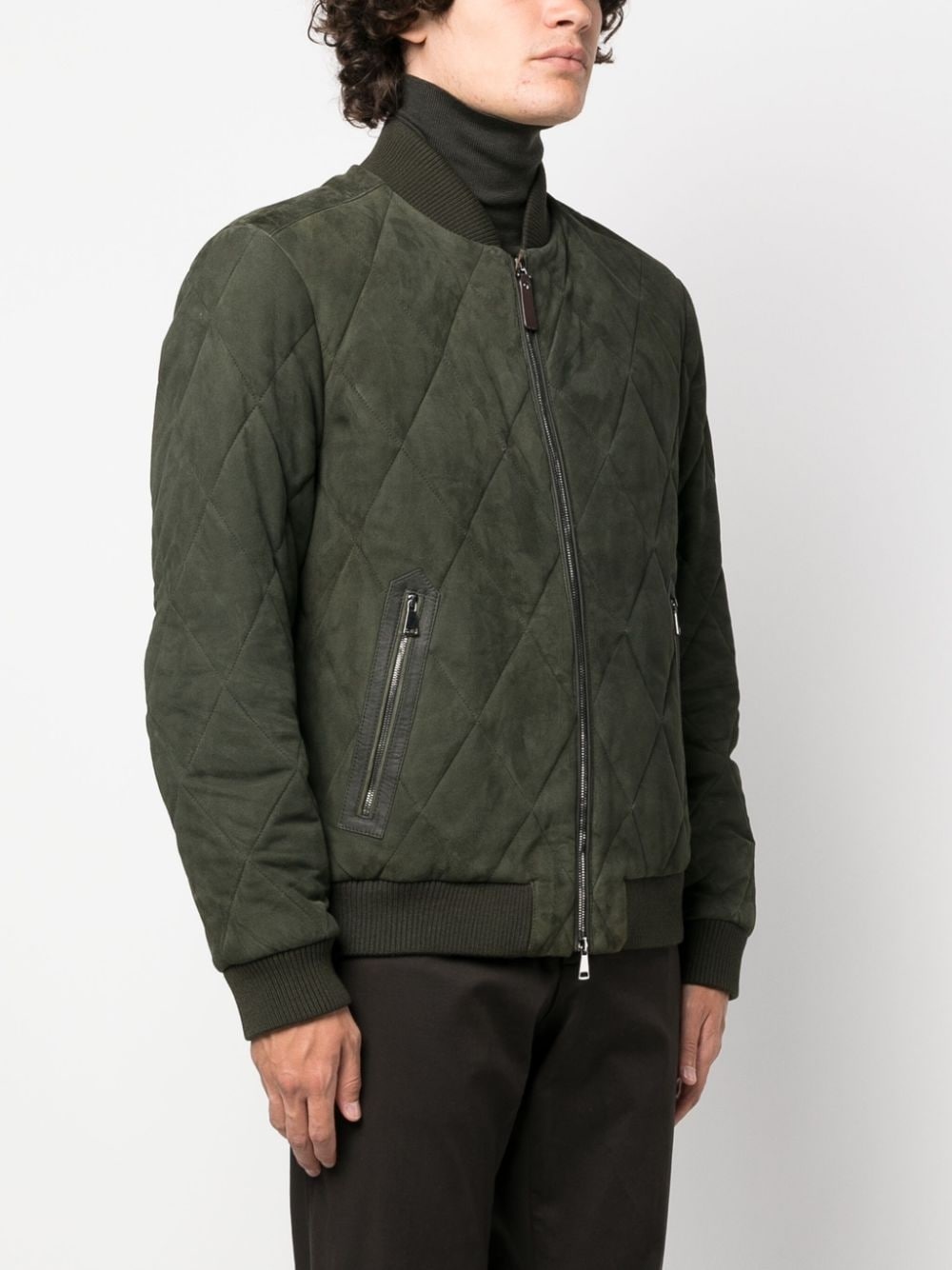 diamond-quilted suede bomber jacket - 3