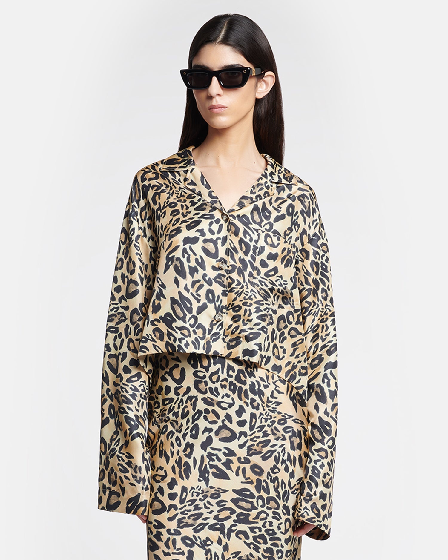 Cropped Printed Silk-Twill Shirt - 2