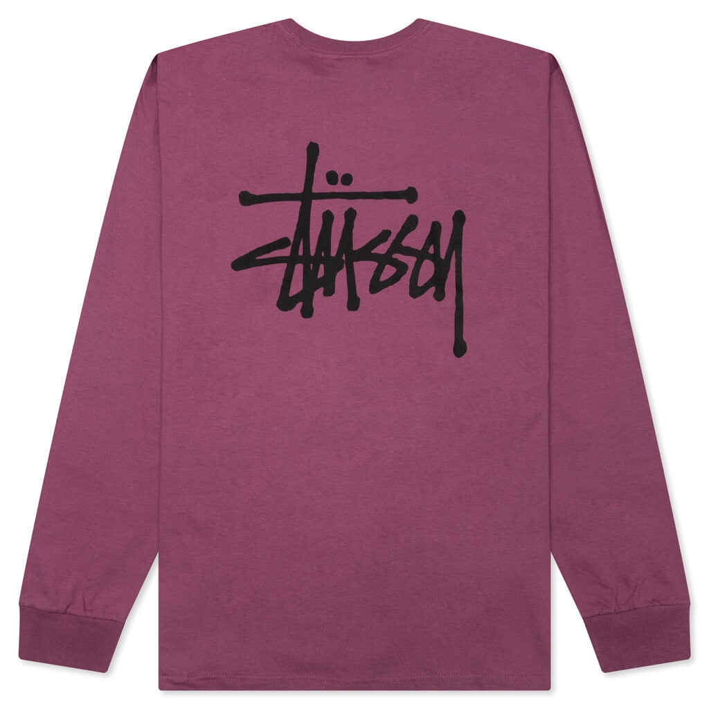 BASIC STUSSY L/S TEE - BERRY - 2