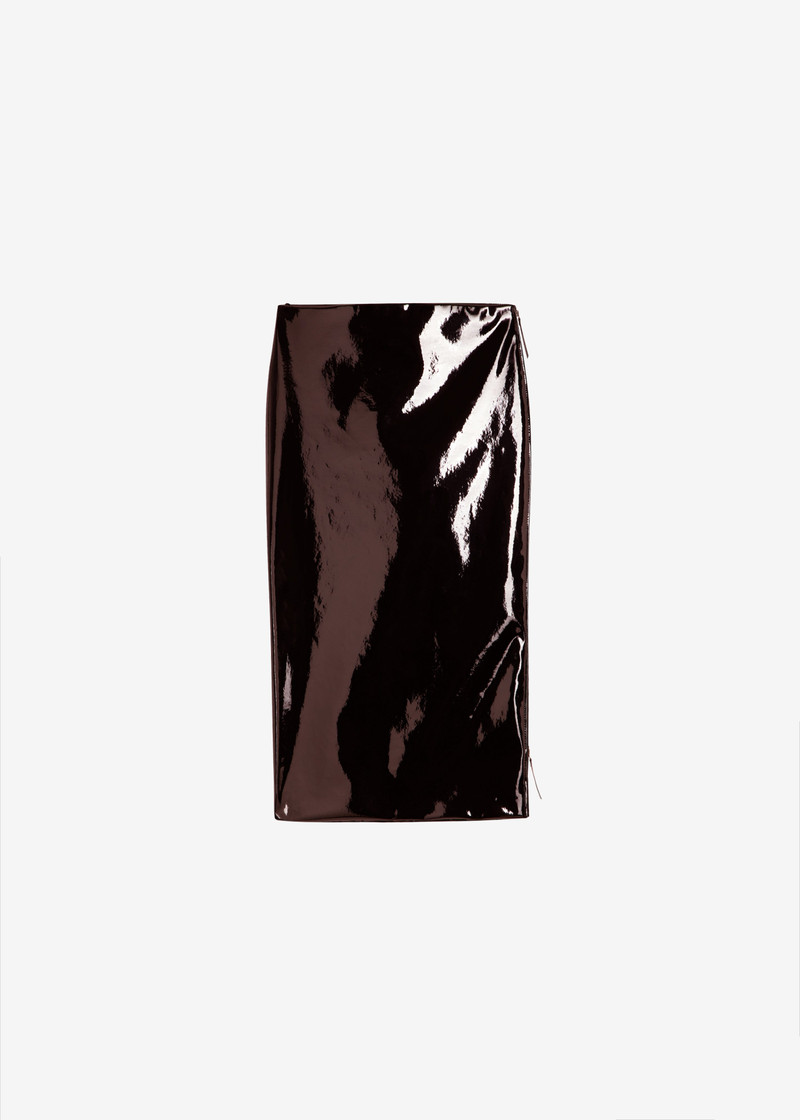 Samantha Patent Zip Skirt - Burgundy 1