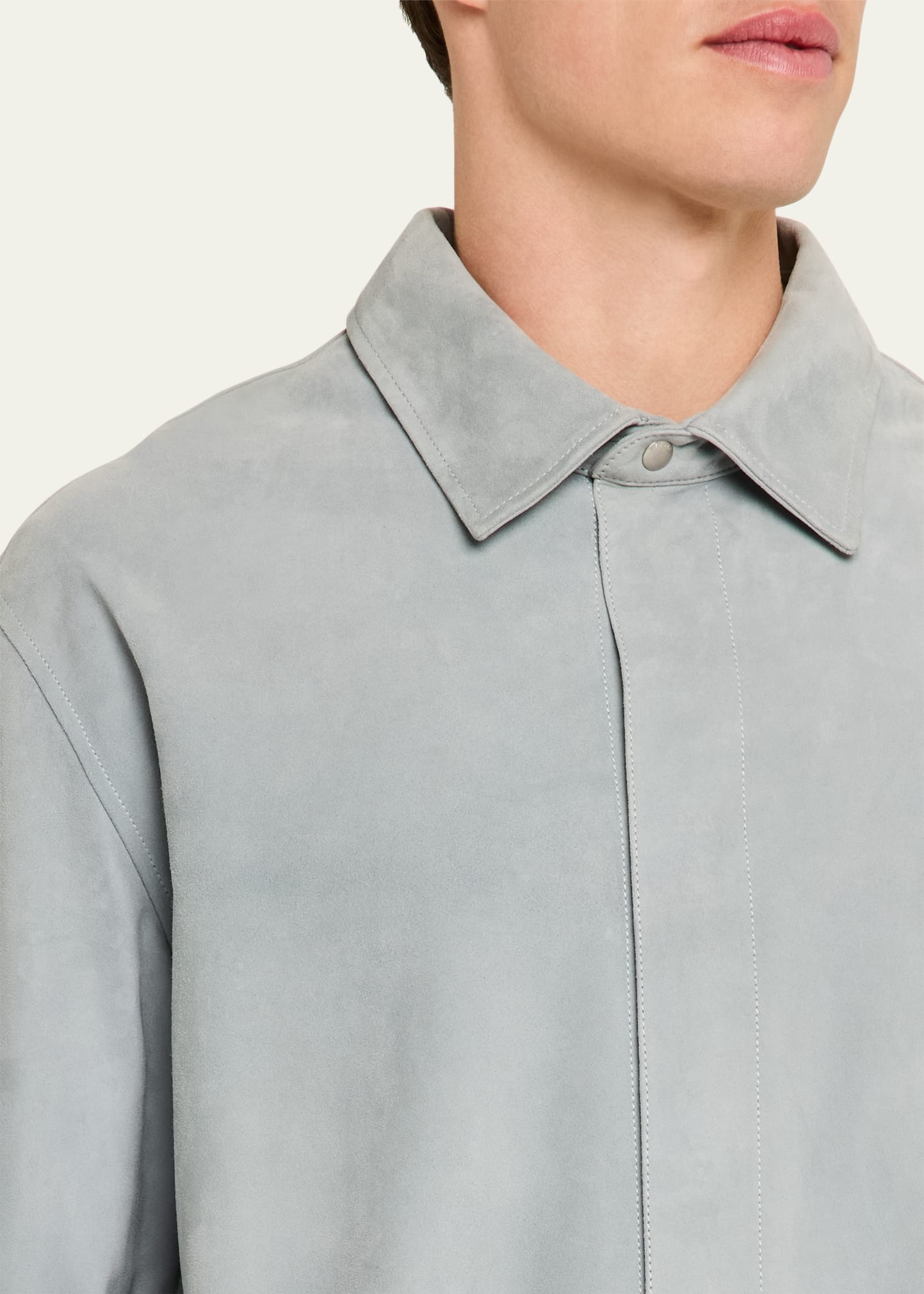 Men's Solid Suede Overshirt - 5